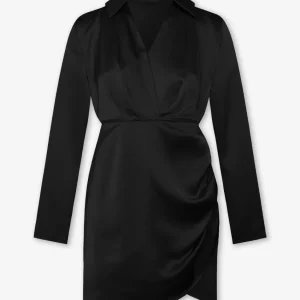 XELLY SATIN DRESS ZWART
