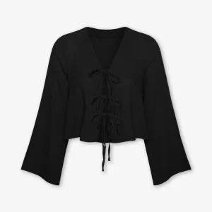 TARA MOUSSELINE TOP ZWART