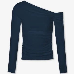 TAMAR OFF SHOULDER RUCHED TOP MARINEBLAUW