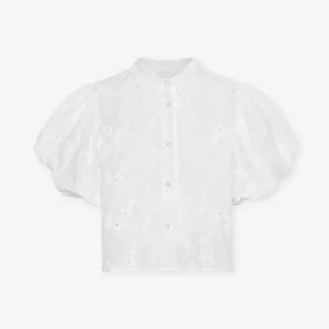 BRODERIE PUFF SLEEVE BLOUSE WIT