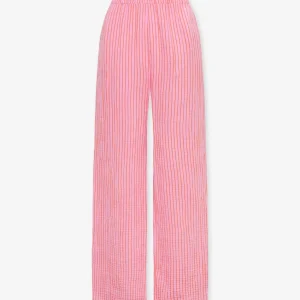 STRIPE MOUSSELINE STRAIGHT LEG PANTS ROZE