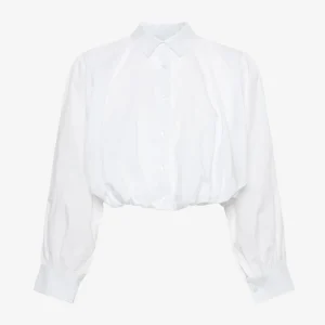 BUBBLE HEM POPLIN BLOUSE CRÈME