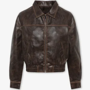 VINTAGE FAUX LEATHER BOMBER JACKET BRUIN
