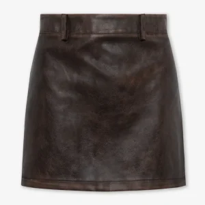 VINTAGE FAUX LEATHER SKIRT BRUIN