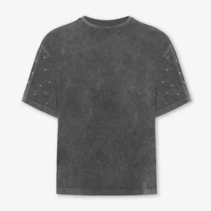BOLD STUDS SLEEVE OVERSIZED TEE ACID GRIJS