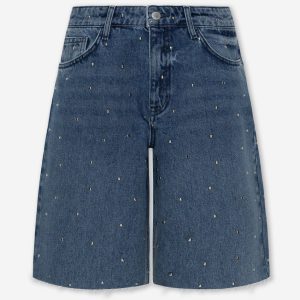 ALLOVER STUD DENIM JORT BLAUW