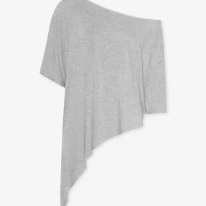 ASYMMETRIC OFF SHOULDER TEE GRIJS MELANGE