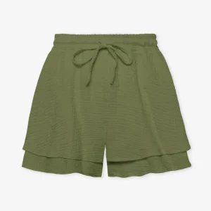 TARA MOUSSELINE SHORTS OLIJFGROEN